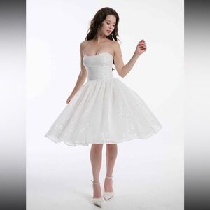 Selkie The Frosted Degas Dress (white sequin, XS)